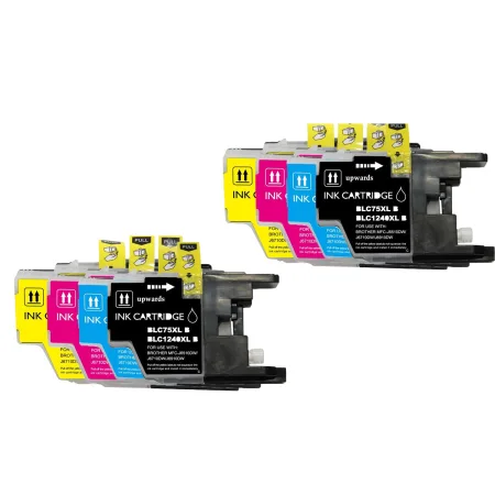 Pack 8 cartuchos de tinta compatibles Brother LC1240 XL amarillo, magenta, negro y cian
