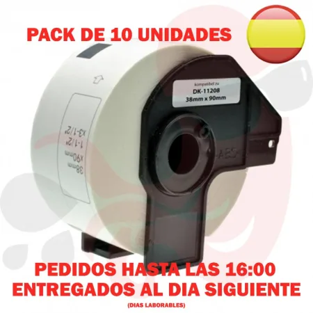 Pack 10 packs de etiquetas compatibles Brother DK-11208 Etiquetas Precortadas blanco