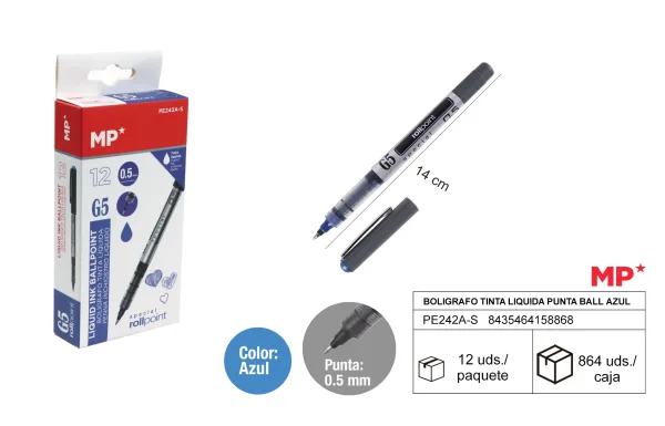 BOLIGRAFO TINTA LIQUIDA PUNTA BALL AZUL MP