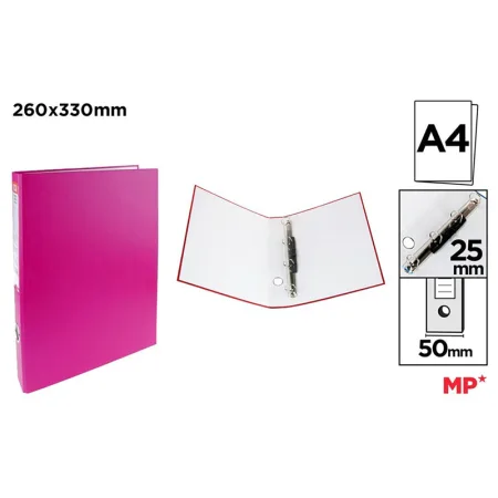 Carpeta de Cartón Fº 4 Anillas Rosa