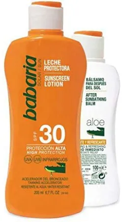 BABARIA PACK LECHE PROTECTORA SPF 30 ALOE VERA + BÁLSAMO AFTER SUN ALOE VERA 100 ML GRATIS