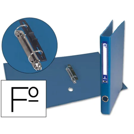 Carpeta de 2 Anillas 25mm Folio Forrado Papercoat con Ollao y Tarjetero Compresor de Plástico Azul
