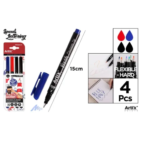 Rotulador Punta Pincel Mediana Colores Básicos 4u Artix