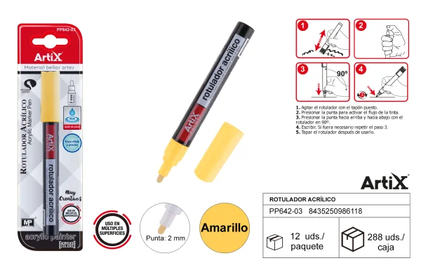 Rotulador pintura acrilica amarillo Artix