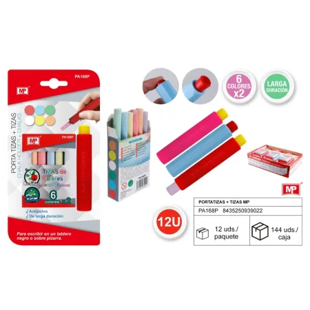 TIZAS DE COLORES CON PORTA TIZA